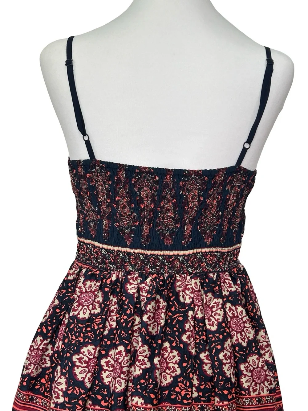 Band of Gypsies Floral Mini Dress Coastal Cowgirl Festival Boho Smocked Medium - Picture 6 of 8